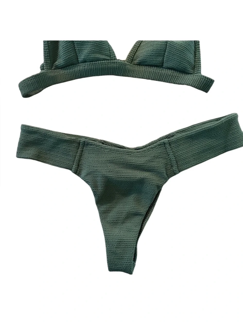 Montce Olive Micro Scrunch Hunter Bikini Set, Top S Bottom M